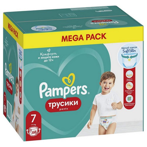 Подгузники трусики Pampers 7 размер, 17+ кг, с мягким пояском. Артикул 
172212120.220030117